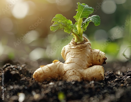 The Sprouting Ginger Root A Symbol of Growth and Renewal Generative AI © Bipul Kumar