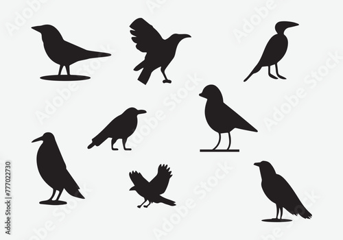 minimal style Crow icon illustration design