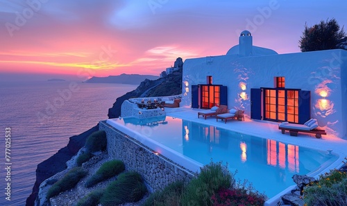 Greek island villa overlook...