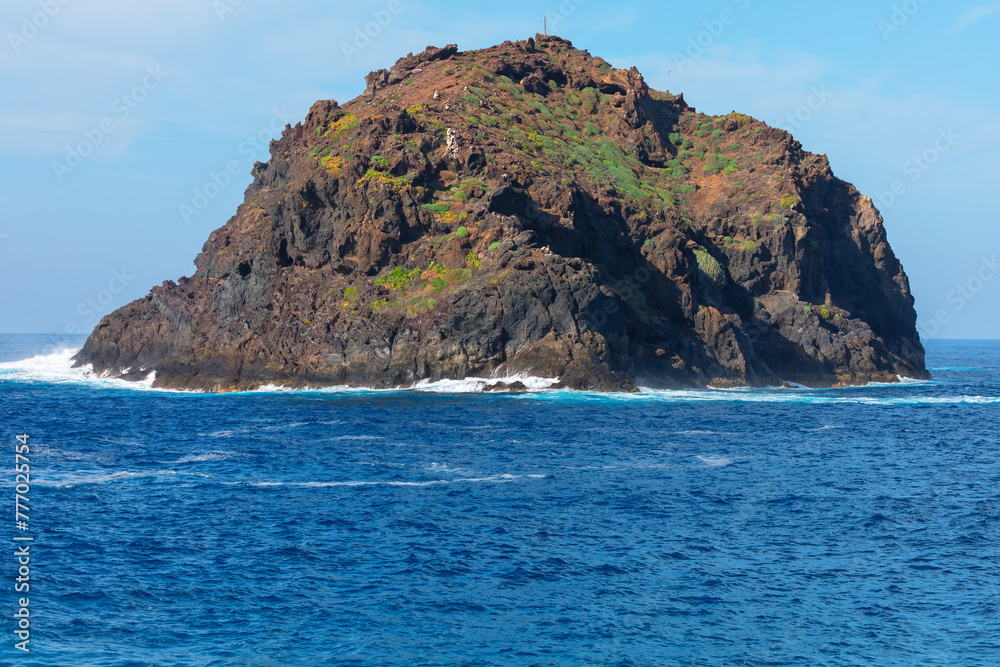 Desert Island in blue water. Island in the ocean, Monumento Natural de Garachico, Tenerife Canary Island