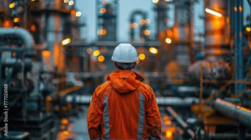 Gas Industry Engineer Overlooking Refinery Operations © photolas