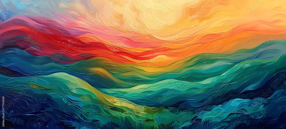 Vibrant Horizon A Colorful Landscape Generative AI