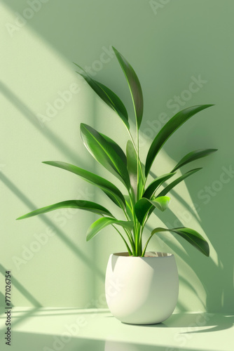 An isolated green plant in a pot