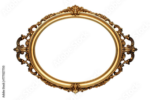 Classic golden frame for paintings, mirrors or photo on white background. Generative Ai