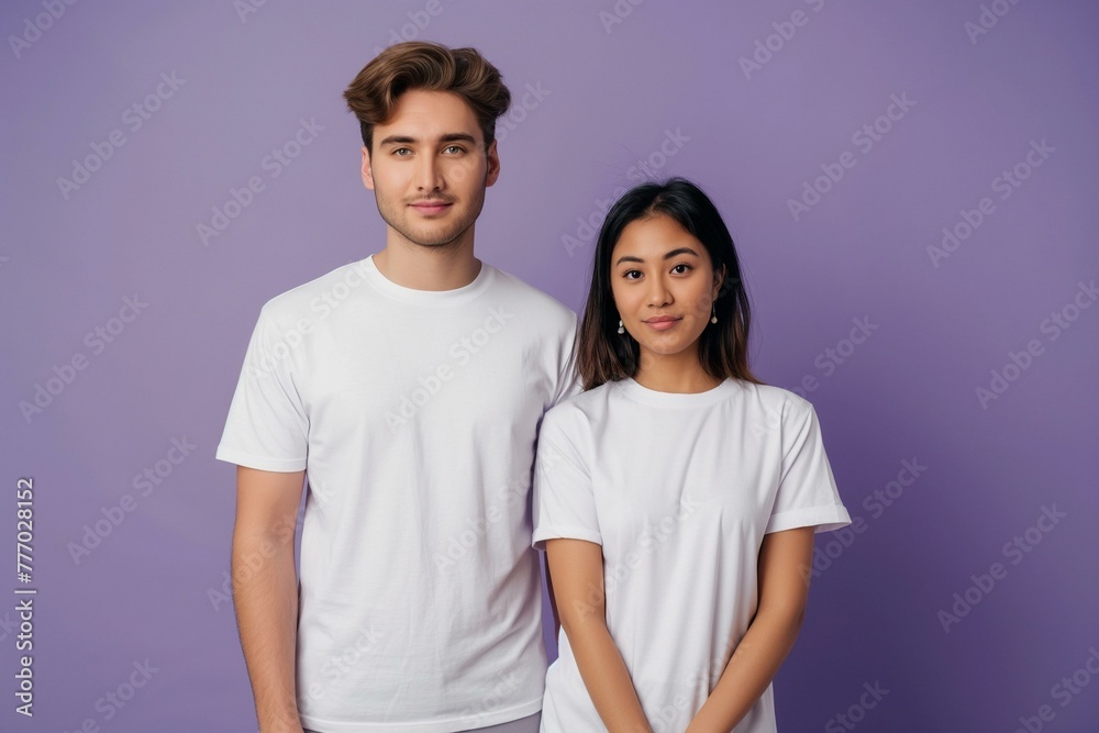 Casual Young Caucasian Man and South Asian Woman Together Casual Young Caucasian Man and South Asian Woman Together