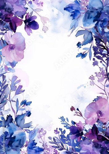 Purple Floral Watercolor Border on Canvas
