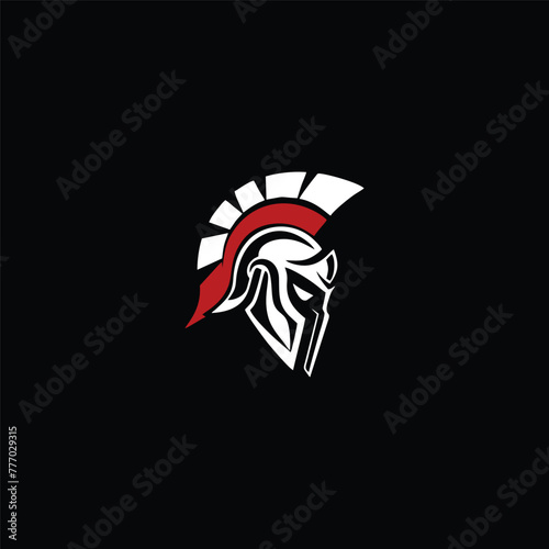 Spartan military helmet logo design template, vector icon illustration
