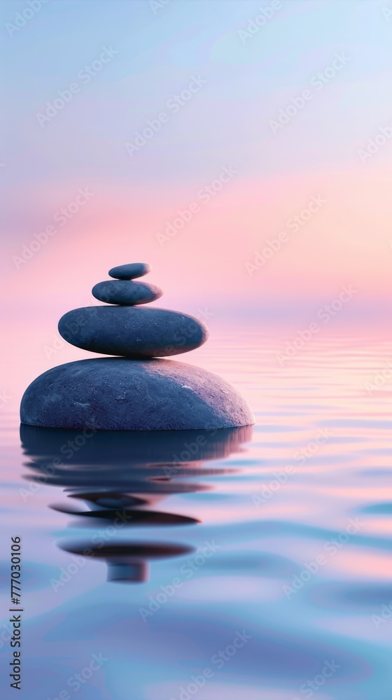 Abstract digital wellness concept, harmonious balance between technology and life, soothing