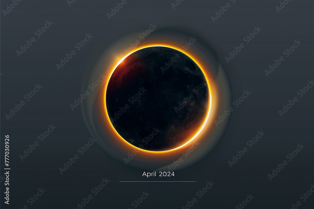 Total Solar Eclipse April 8 2024, banner - obrazy, fototapety, plakaty 