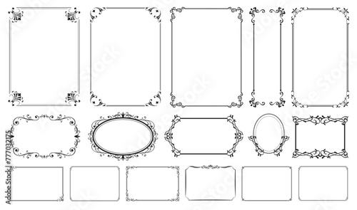 Set of Decorative vintage borders and frames, floral ornament, vector design.eps