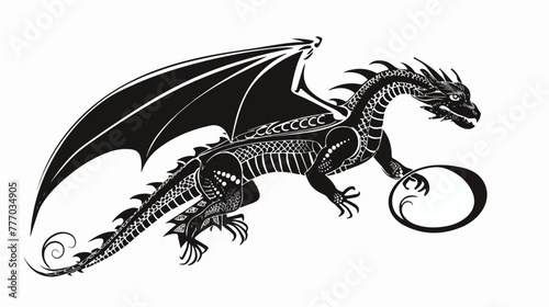 Stylized vector of Flying Dragon coloring page