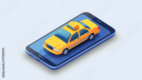Isometric Taxi call telephone service icon 