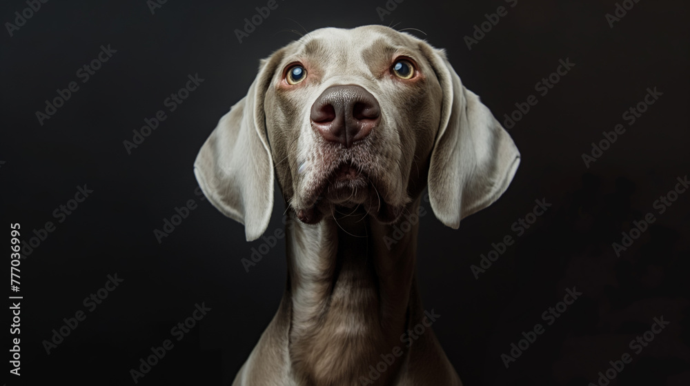 Close-up portrait of an weimaraner dog