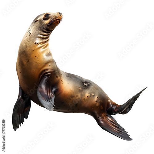 steller's sea lion in motion isolated transparent background