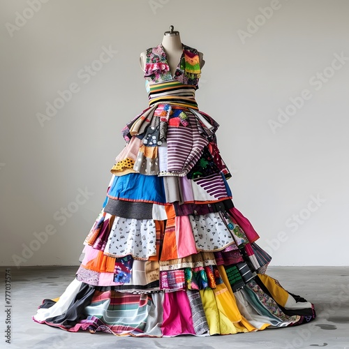 Fashion Display: Mannequin Modeling Flower Dress without Head