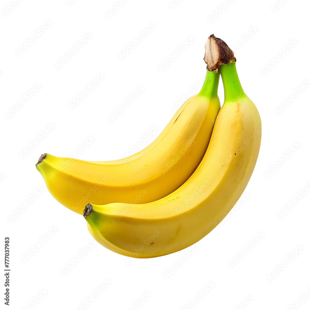 2 ripe bananas on transparent background.