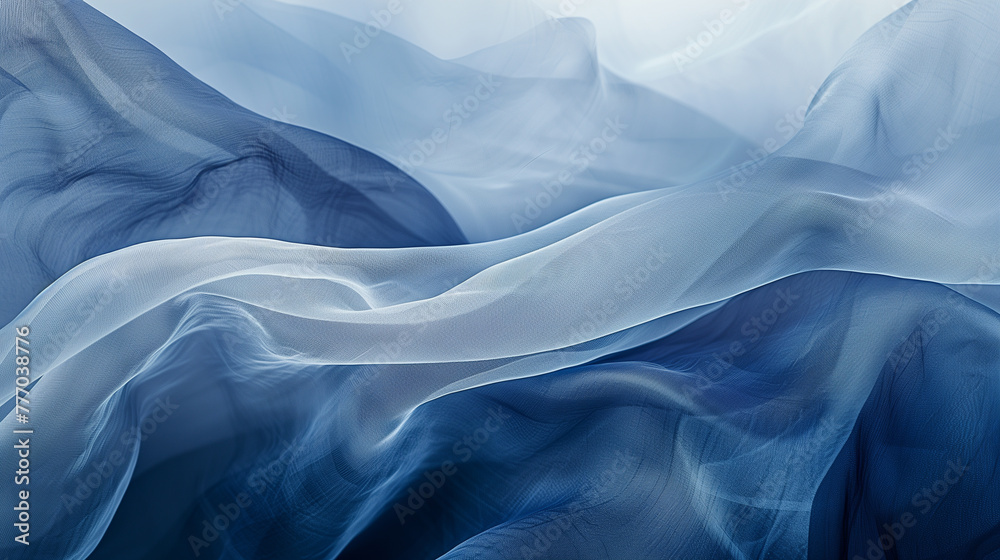 Abstract Elegance of Blue Silk Fabric in the Wind Abstract Elegance of Blue Silk Fabric in the Wind