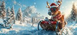 Santa's Reindeer Adventure in a Winter Wonderland Generative AI