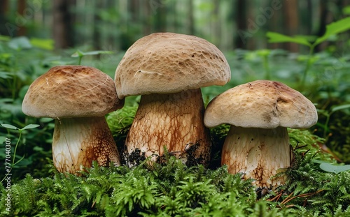 Mushroom Family A Close-up View of Nature's Delight Generative AI