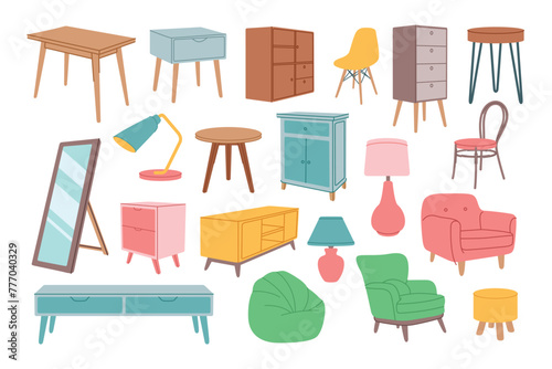 Classic Interior Furniture Vector Illustration