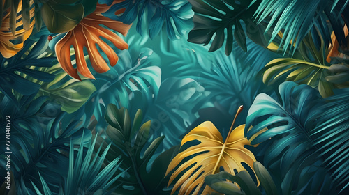 Summer tropical leaves background