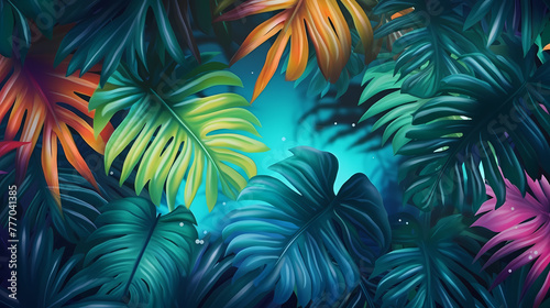 Summer tropical leaves background