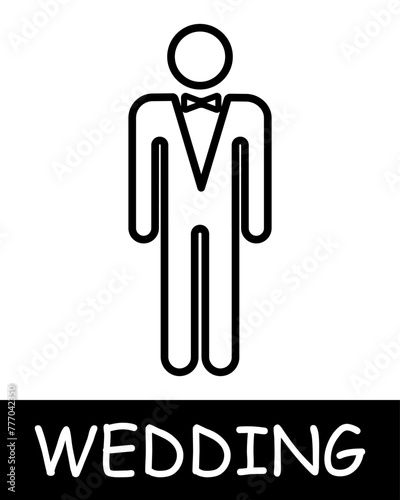 Groom, man in wedding suit icon. Beauty, tie, tuxedo, silhouette, simplicity, solemnity and celebration. Concept essence of marriage, portraying the significance of the fateful decision.