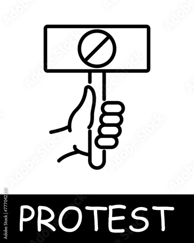 Banner, poster icon. War against power, manacle, oppression, stick, NO, ban, fight against the regime, uprising, protest. The concept of struggle against oppression and the fight for freedom.