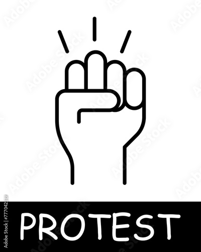 Fist, raising hand icon. War against power, manacle, oppression, fight against the regime, uprising, protest. Struggle against oppression and the fight for freedom concept.