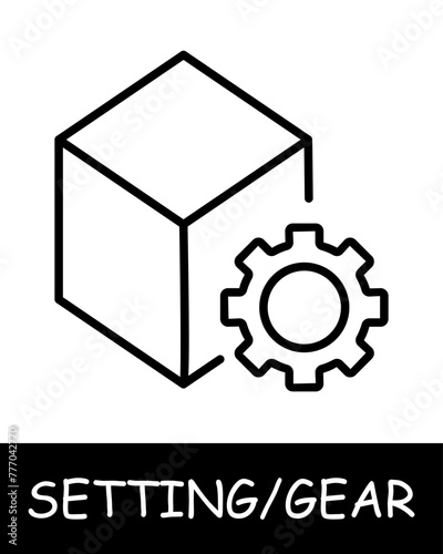 Cube, gear icon. Mechanism, repair, services, tuning, offer users the ability to customize their experience on the platform. Assistance in adjustments and optimization.
