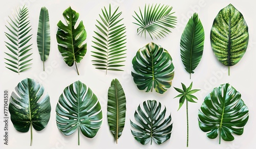 A Collection of Artificial Plants in a White Background Generative AI