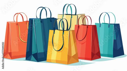 Shopping bags Flat vector isolated on white background