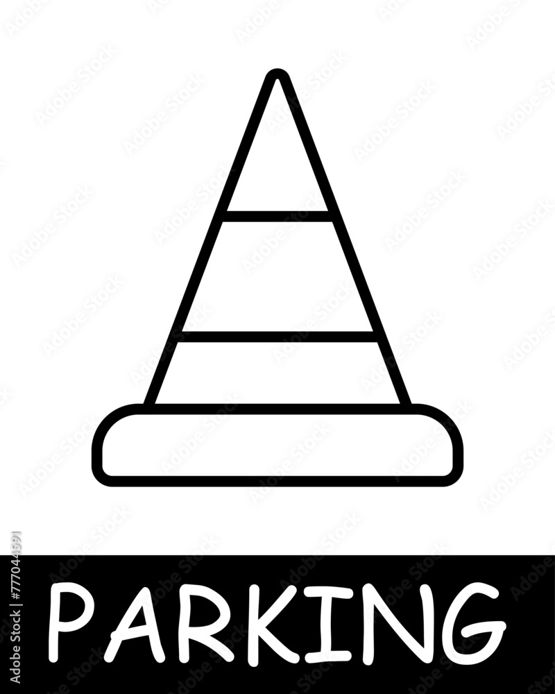 Parking, cone icon. Vehicle management, convenient transport solutions, silhouette, automobile, mechanism, equipment, vehicle, parking space. The concept of providing car park services. Parking, cone icon. Vehicle management, convenient transport solutions, silhouette, automobile, mechanism, equipment, vehicle, parking space. The concept of providing car park services.