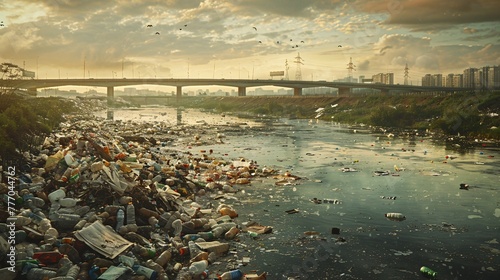 The River of Trash A Visual Commentary on Environmental Pollution Generative AI