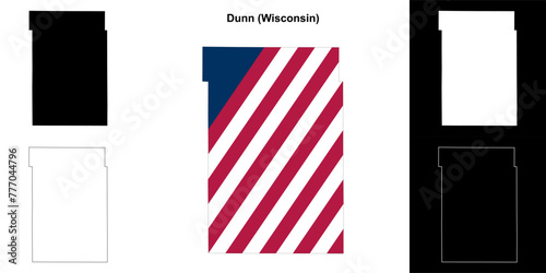 Dunn County (Wisconsin) outline map set photo