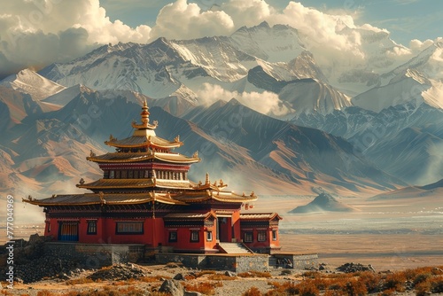The majestic Lama Temple situated on the Tibetan plateau, its spiritual aura captured.