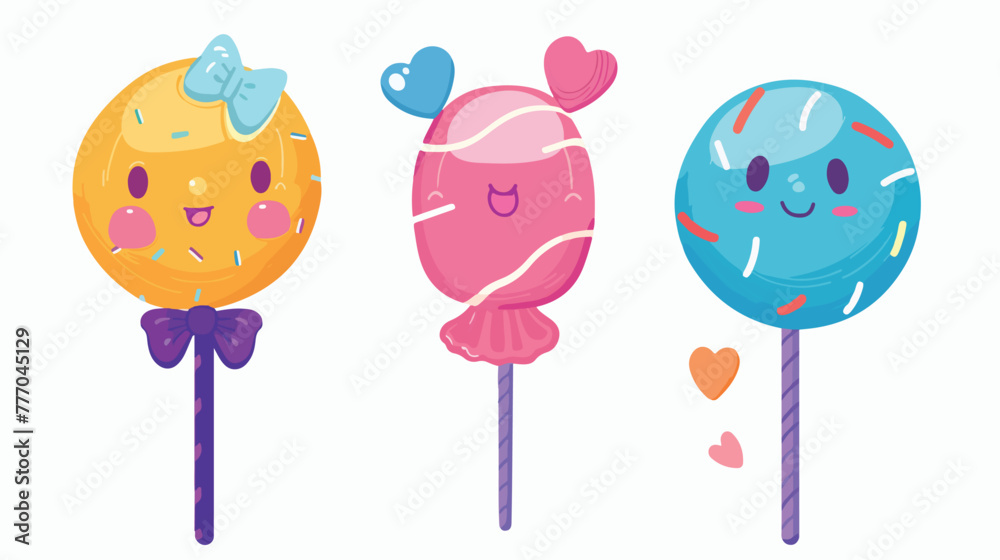 Sweet bonbon candy kawaii cute cartoon Flat vector