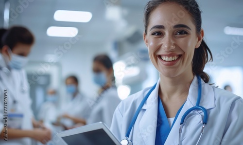 Smiling female paramedic wi...