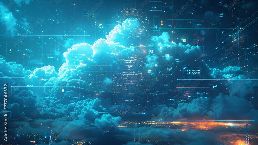 Digital Cloudscape over Futuristic Smart City