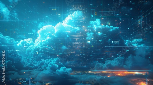 Digital Cloudscape over Futuristic Smart City
