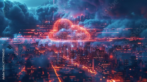Digital Cloud Over Cyber City Network photo
