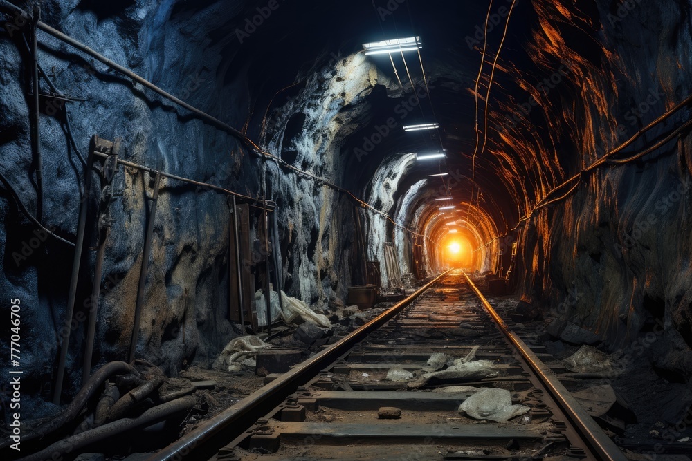 Subway tunnel construction, Underground subway tunnel under construction, AI generated Subway tunnel construction, Underground subway tunnel under construction, AI generated
