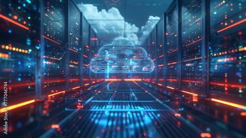 Futuristic Cloud Computing Data Center Aisle © Tackey