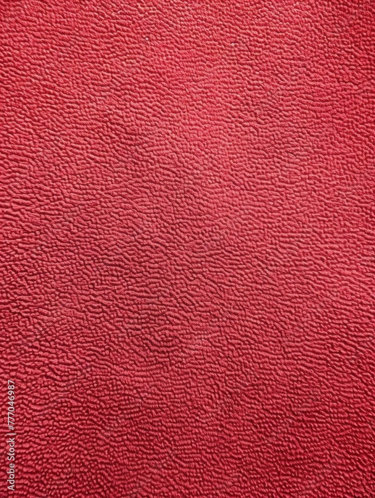 Fototapeta premium A close examination of a brilliantly crimson-colored leather surface, showcasing its intricately detailed, almost hypnotic texture. Velvety alcantara texture