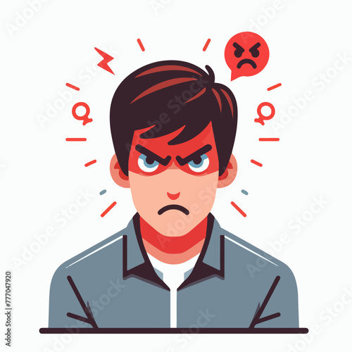 Vector image of an angry man's expression