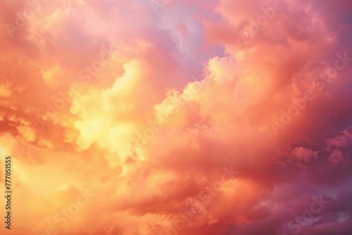 Afternoon Clouds. Dramatic Abstract Background of Orange and Pink Sky just after Sunset with Air and Atmosphere