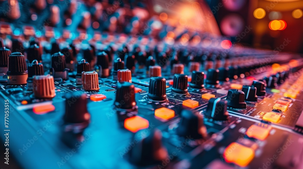 Fototapeta premium Music Studios: Showcase the behind-the-scenes of music production in recording studios, including mixing boards, microphones, and soundproof rooms