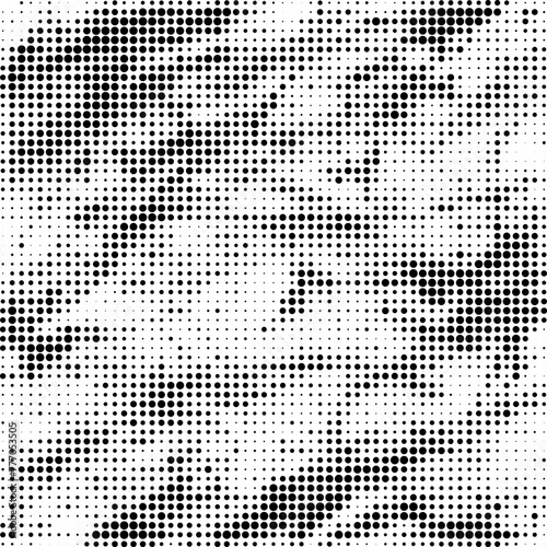 Halftone faded gradient texture. Grunge halftone grit background. White and black sand noise wallpaper. Retro pixilated vector backdrop