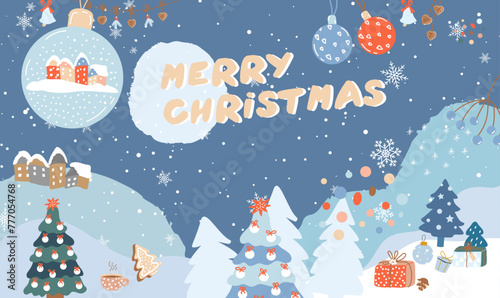 Winter and christmas style background design.