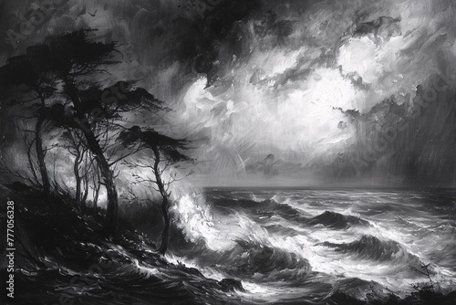 The Stormy Sea A Dramatic Scene of Nature's Fury Generative AI
